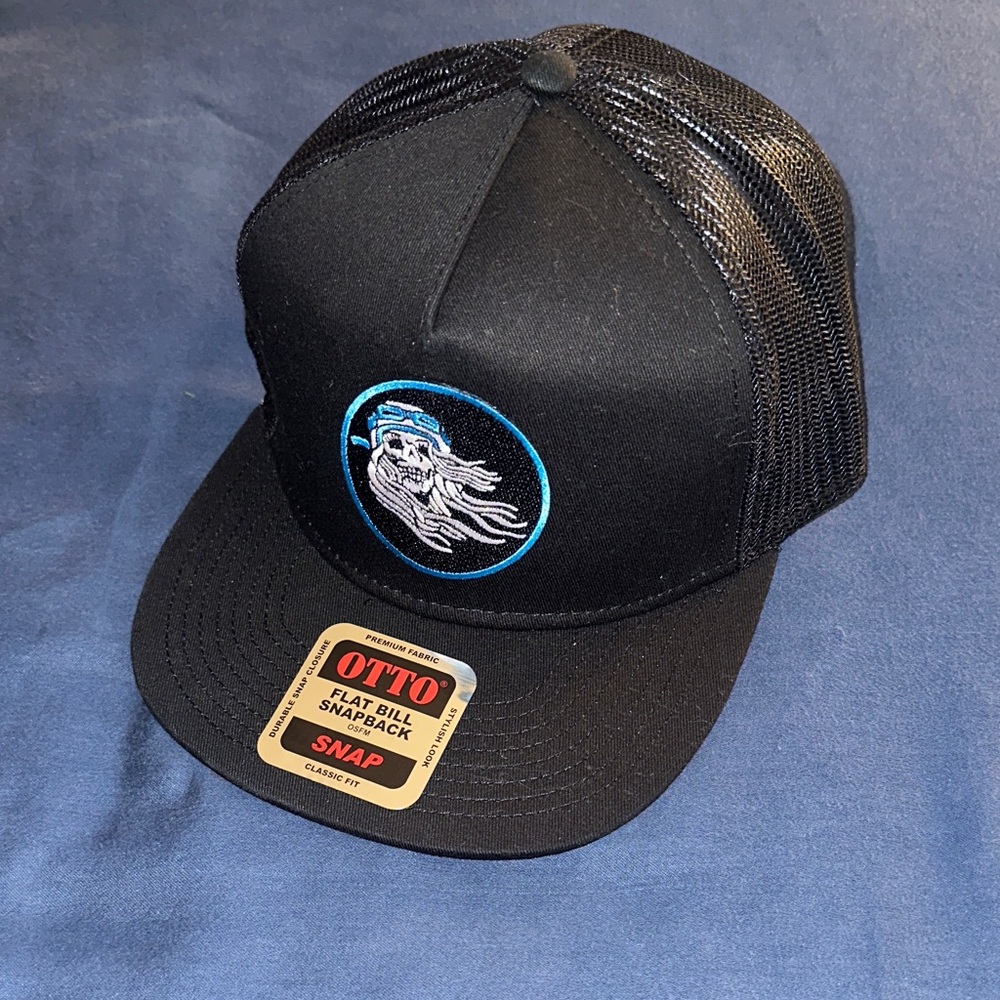 OTTO Black Snapback Hat with Blue Graphic